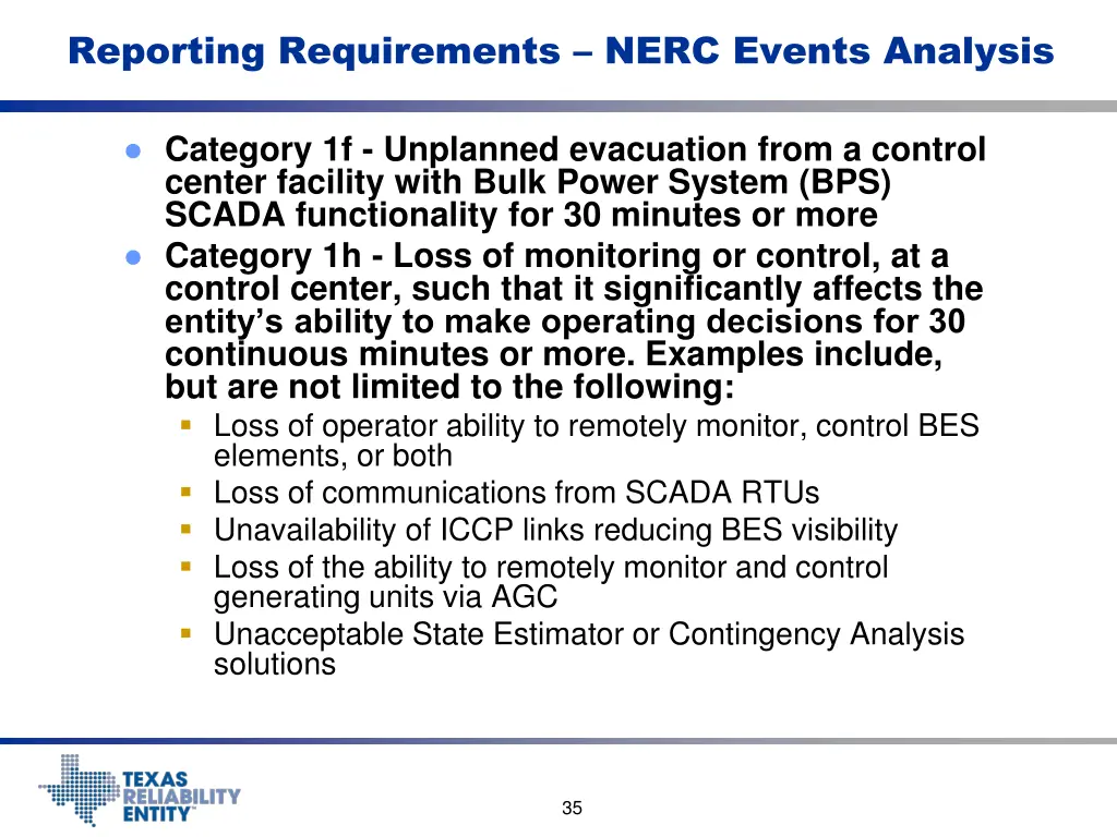 reporting requirements nerc events analysis