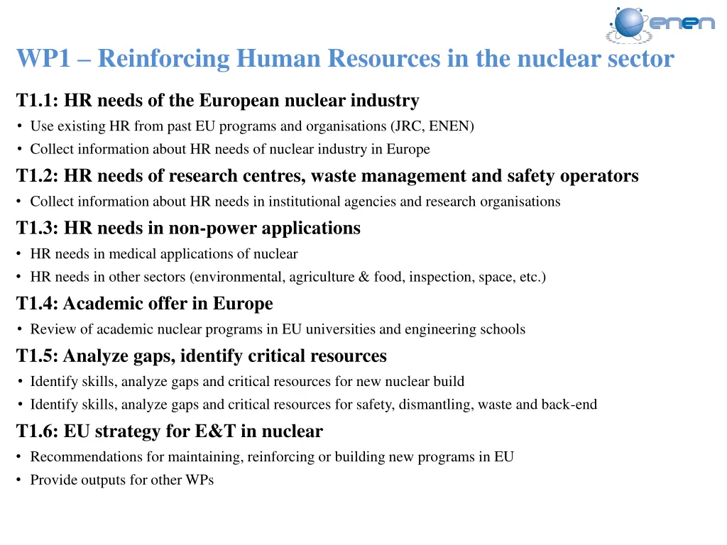 wp1 reinforcing human resources in the nuclear