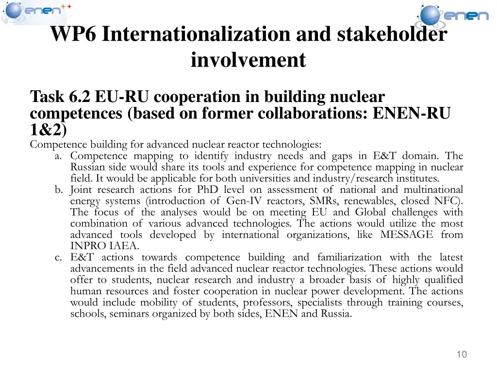 wp6 internationalization and stakeholder