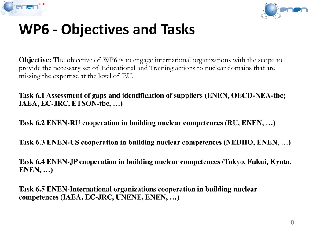 wp6 objectives and tasks