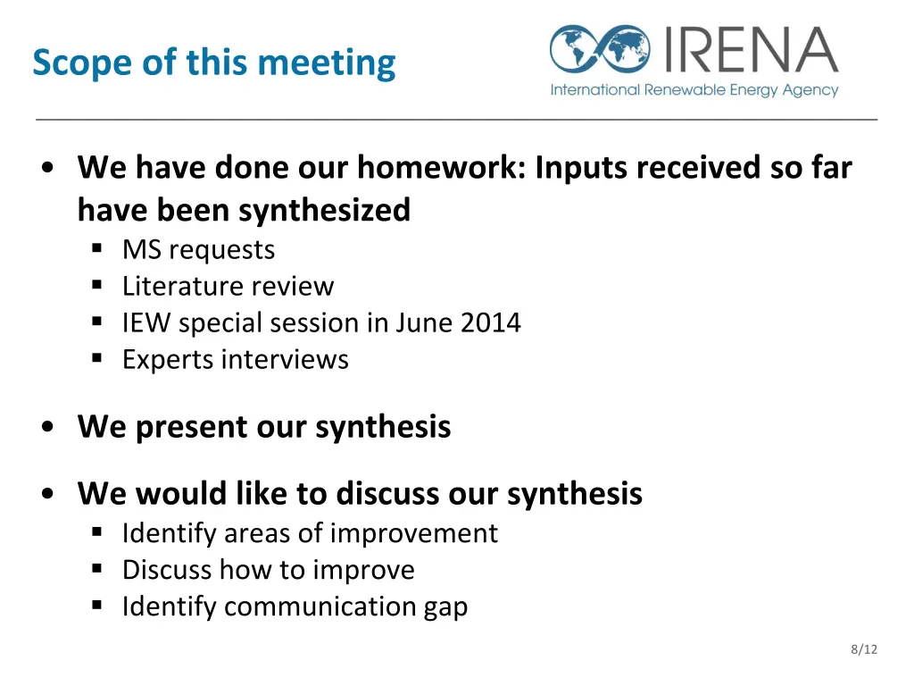 scope of this meeting