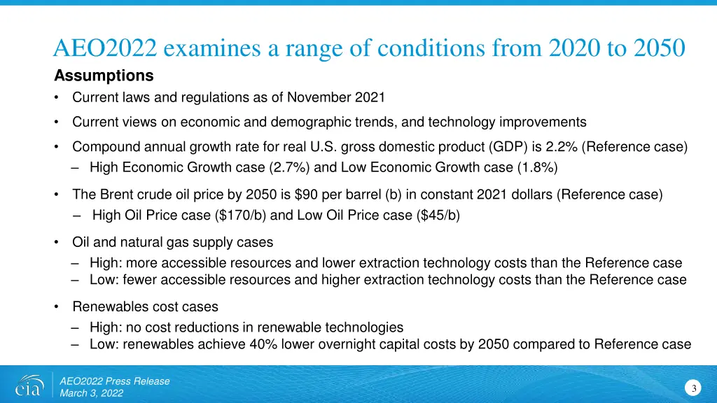 aeo2022 examines a range of conditions from 2020