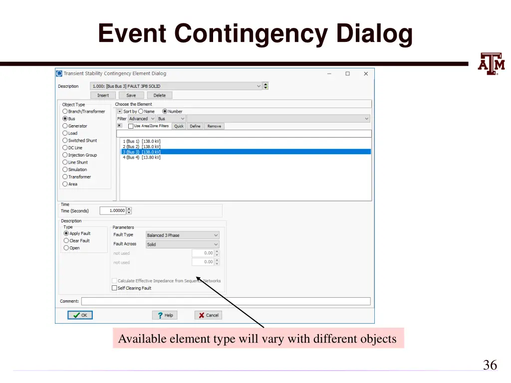 event contingency dialog
