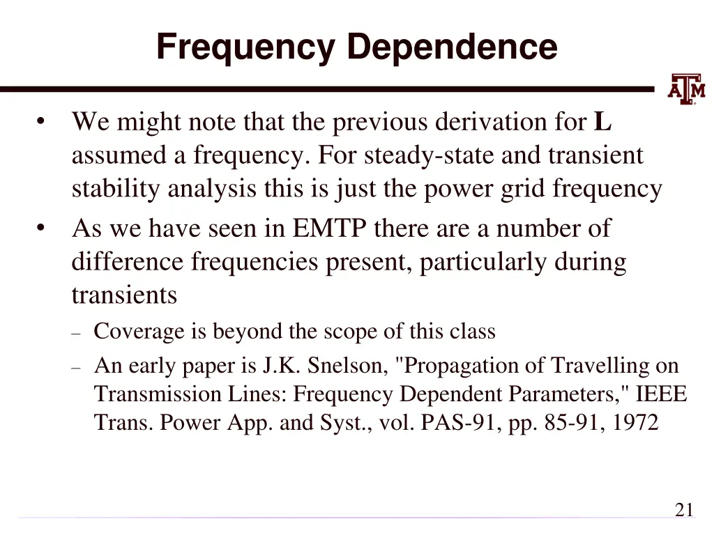 frequency dependence