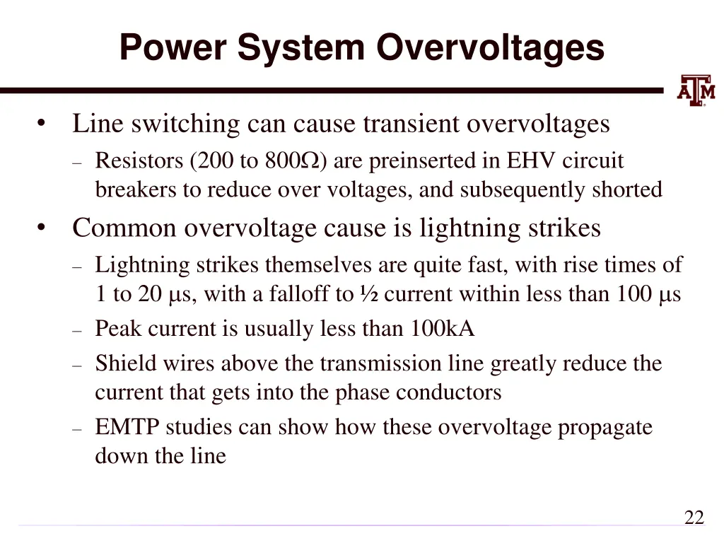 power system overvoltages