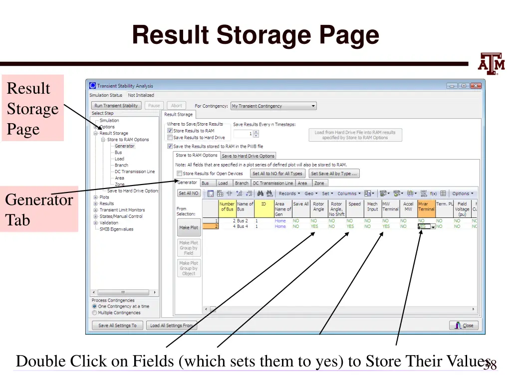 result storage page