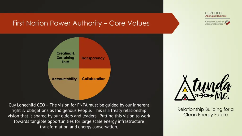 first nation power authority core values