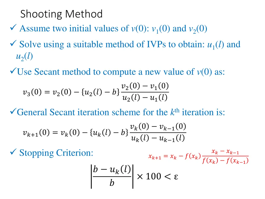 shooting method assume two initial values