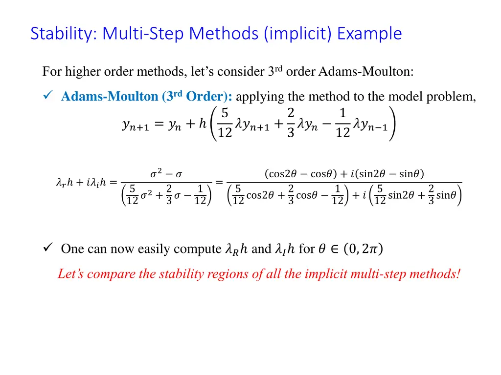 stability multi step methods implicit example