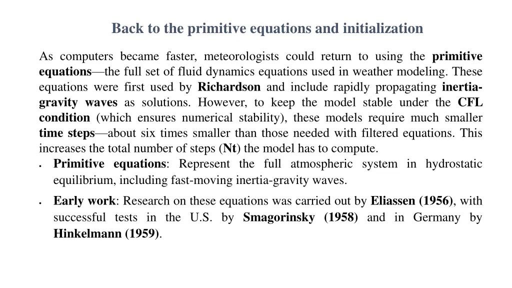 back to the primitive equations and initialization 1