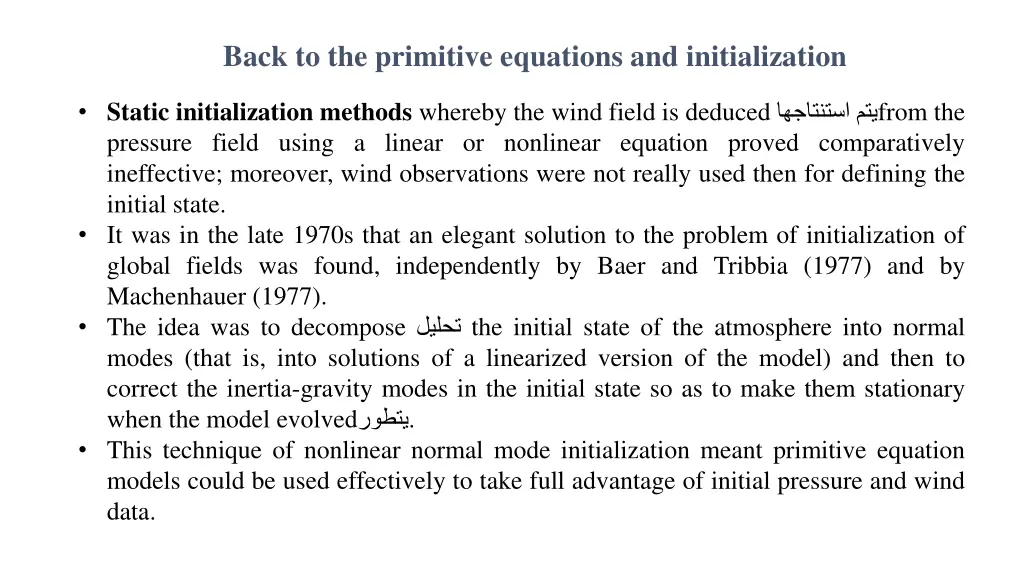 back to the primitive equations and initialization 3