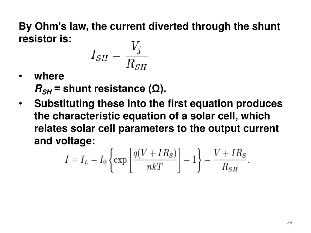 by ohm s law the current diverted through