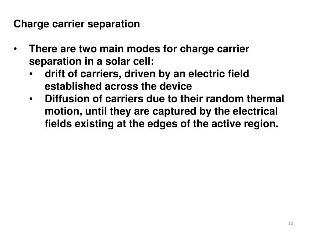 charge carrier separation
