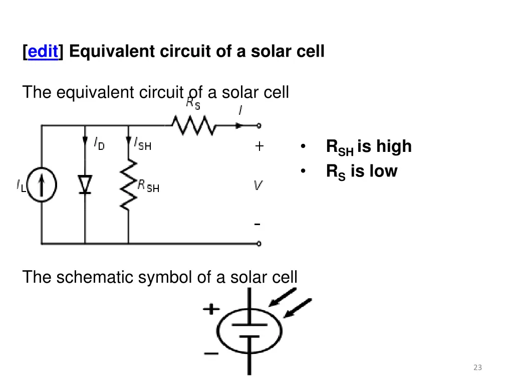 edit equivalent circuit of a solar cell