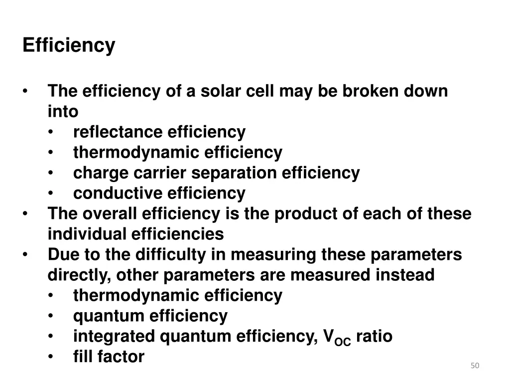 efficiency the efficiency of a solar cell