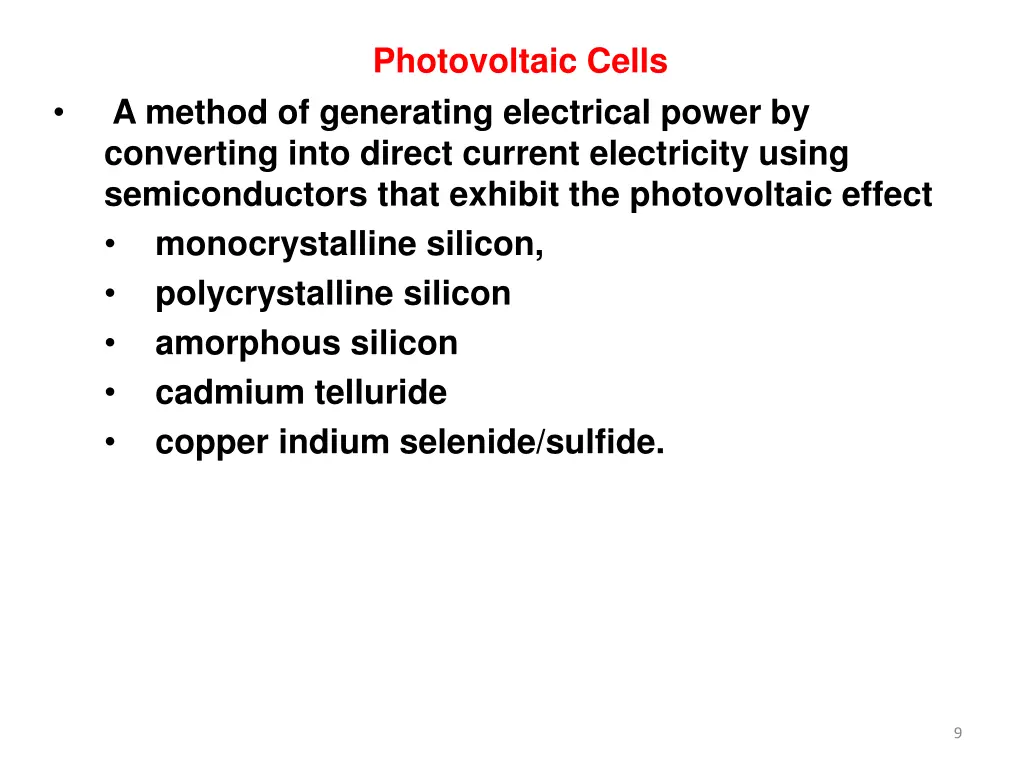 photovoltaic cells