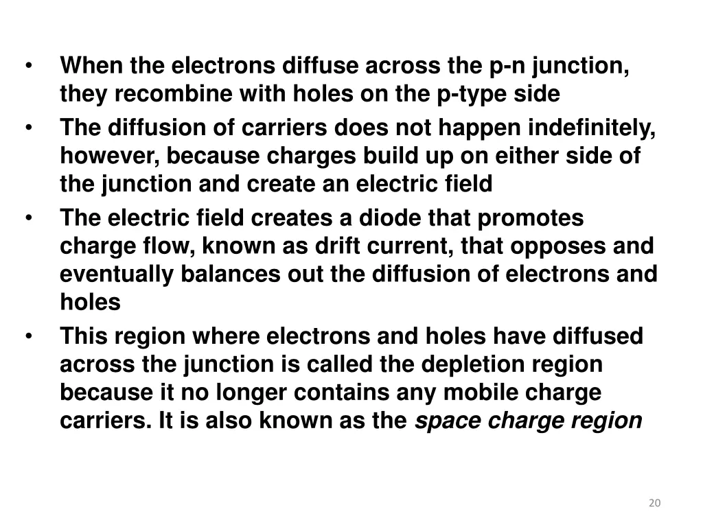 when the electrons diffuse across