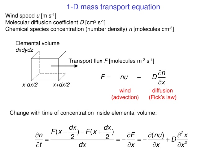 1 d mass transport equation