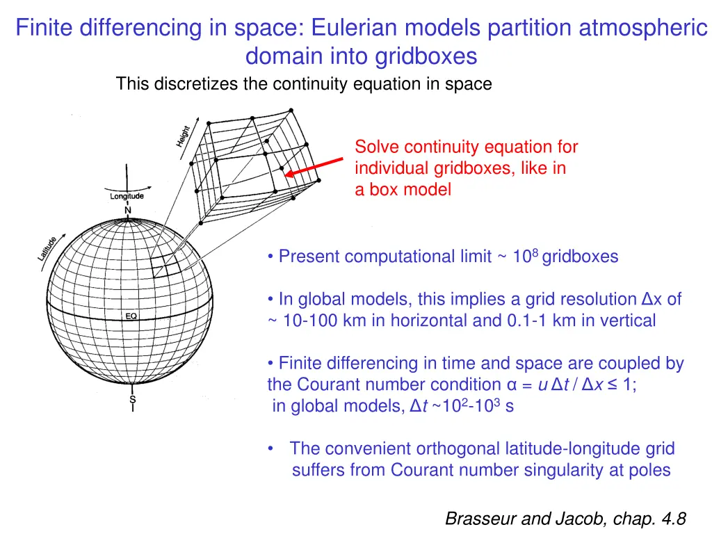 finite differencing in space eulerian models