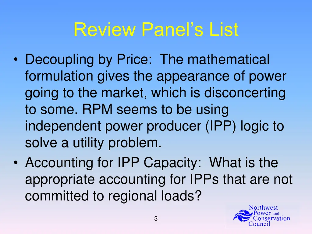 review panel s list 1