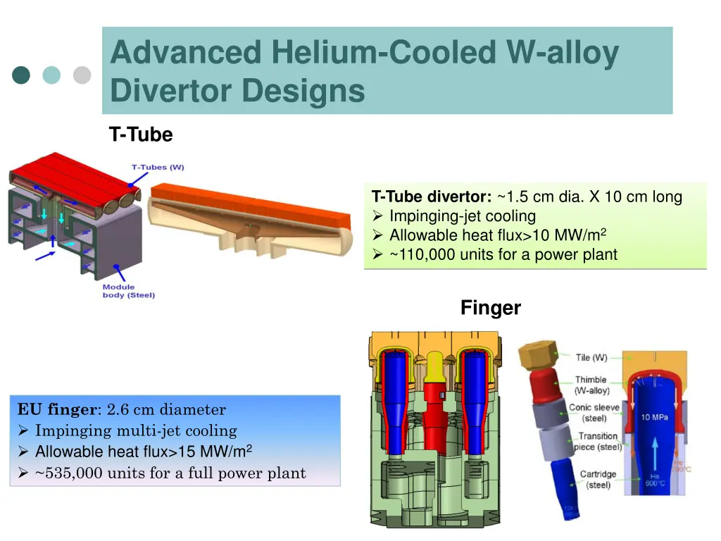 advanced helium cooled w alloy divertor designs 1