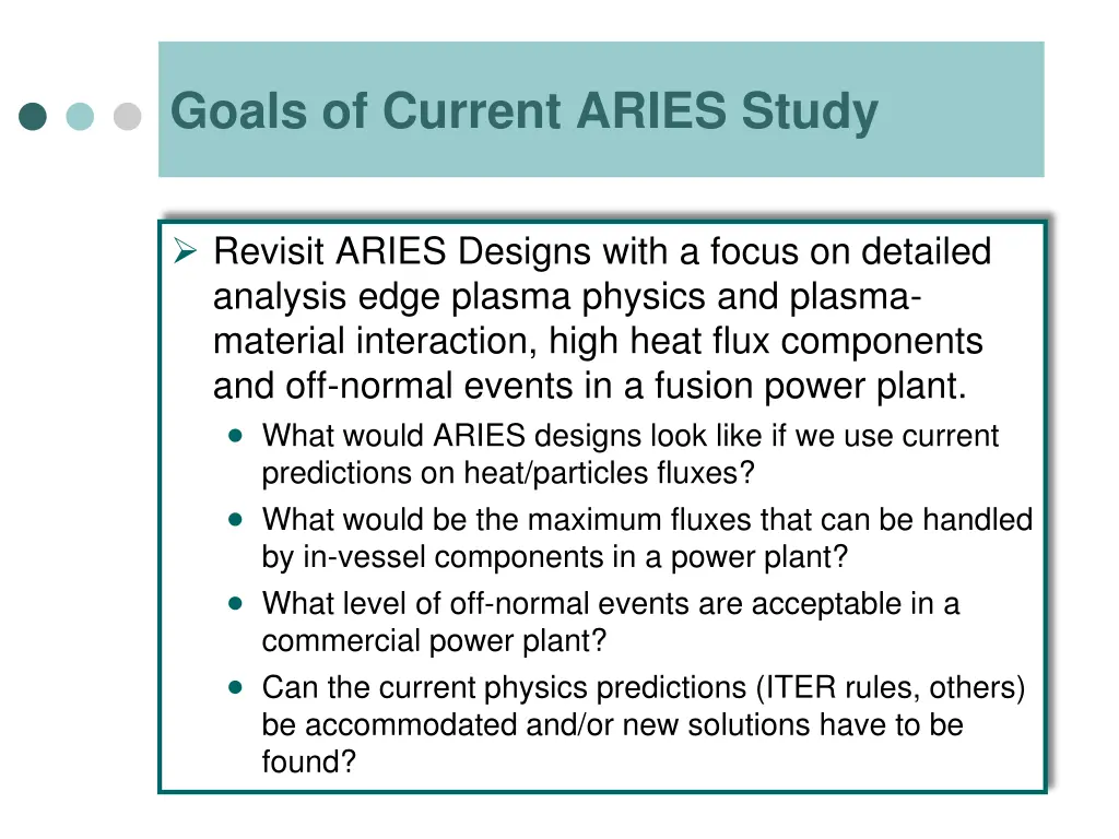 goals of current aries study