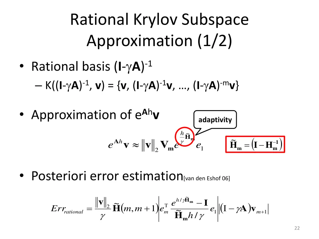 rational krylov subspace approximation 1 2 1
