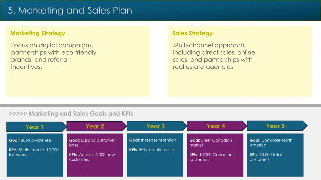 5 marketing and sales plan
