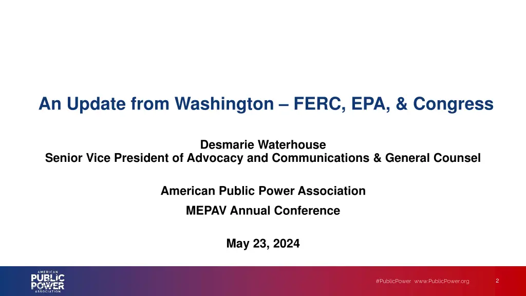 an update from washington ferc epa congress