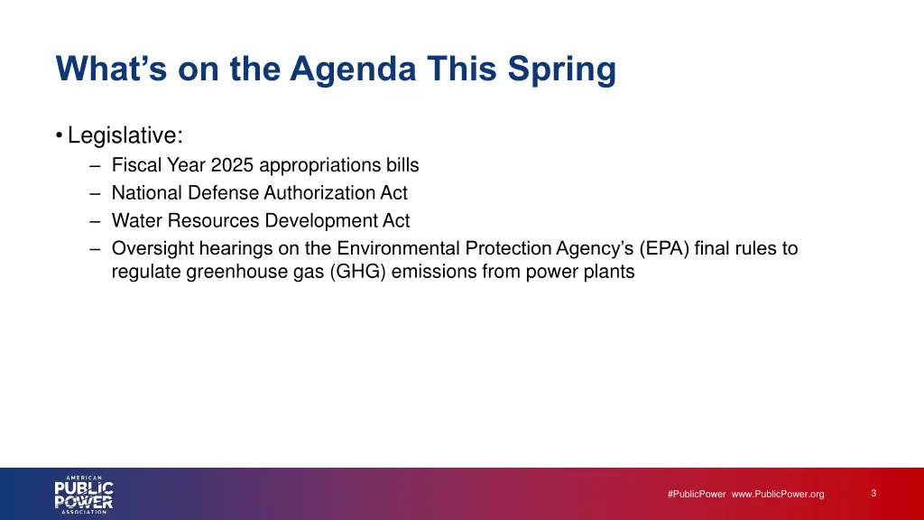what s on the agenda this spring