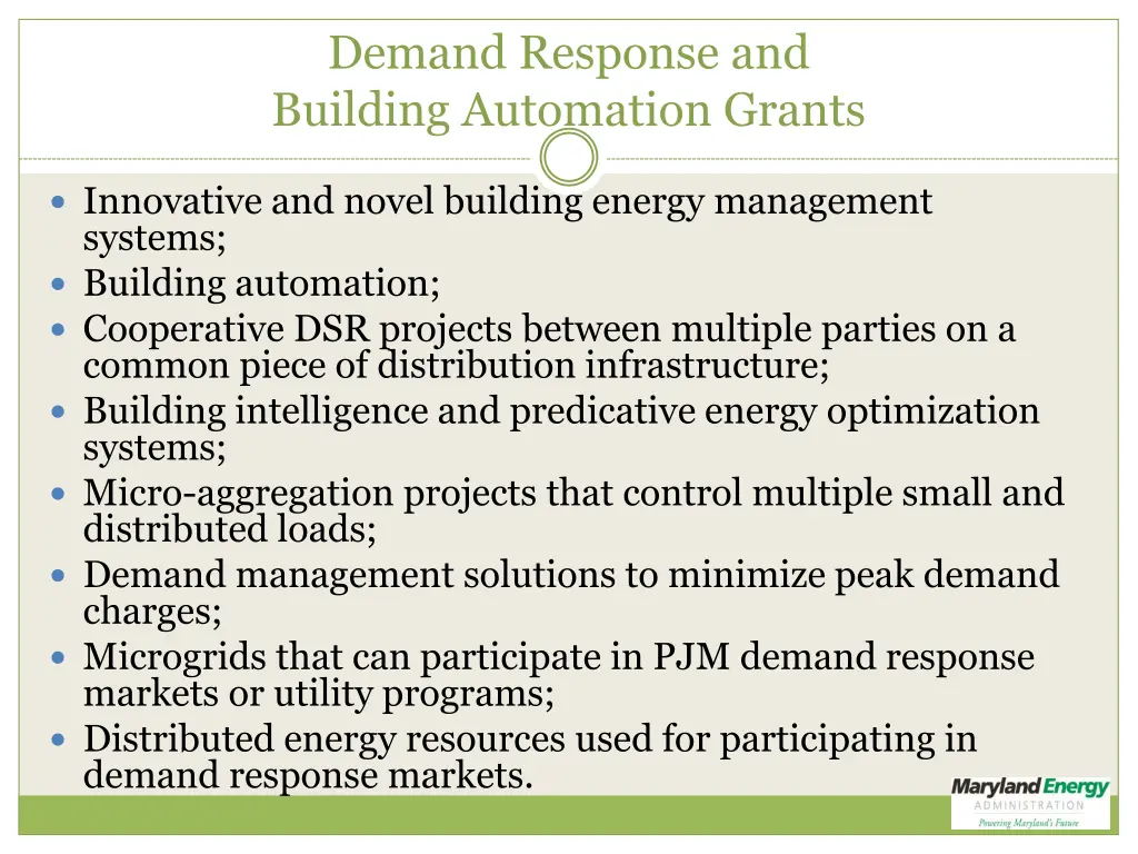 demand response and building automation grants