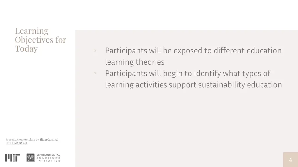 learning objectives for today