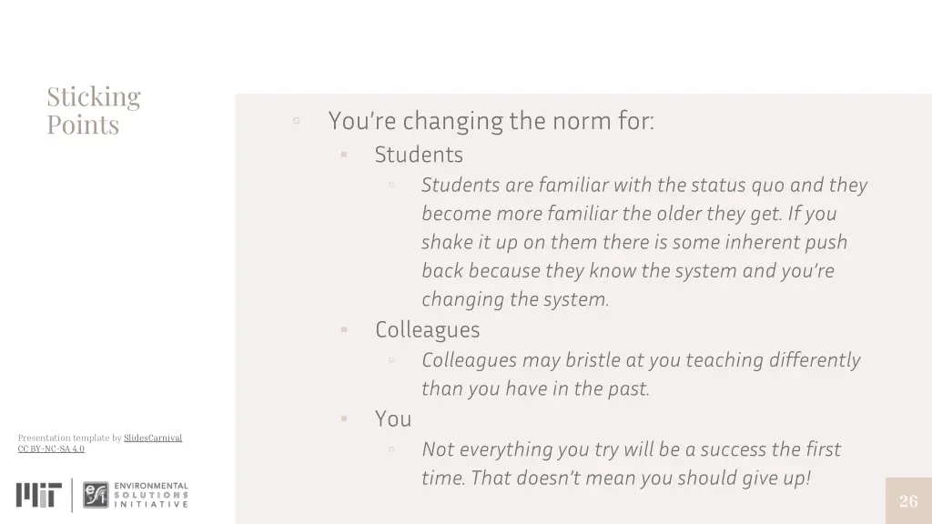 sticking points