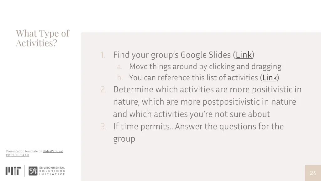 what type of activities