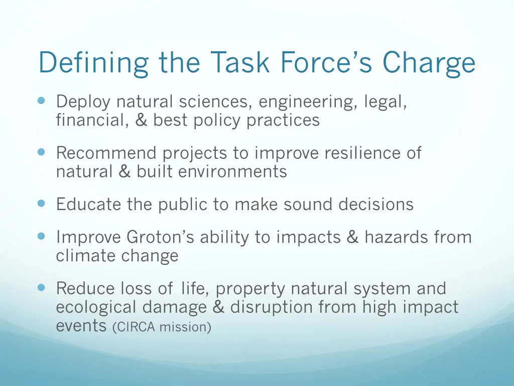 defining the task force s charge