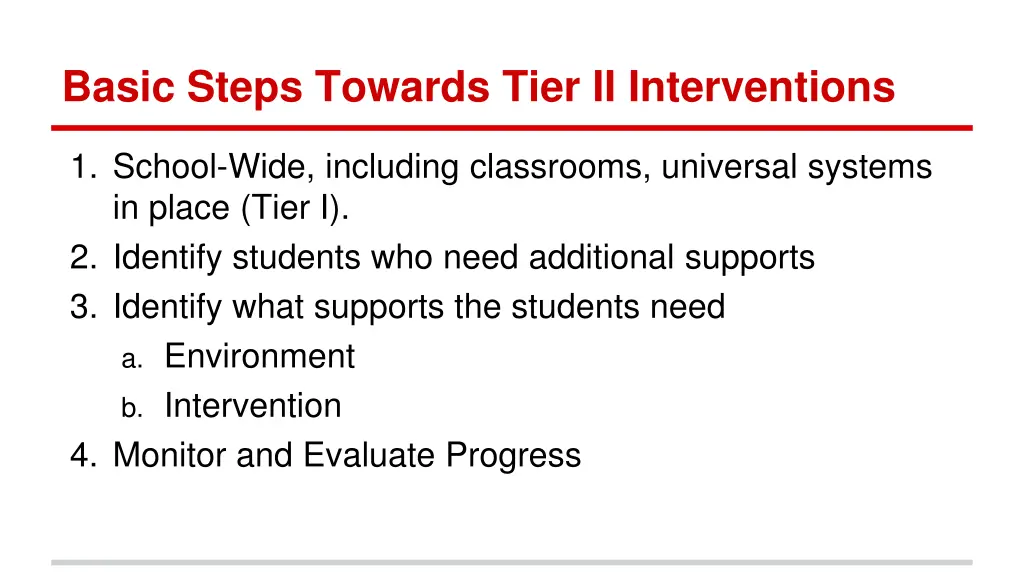 basic steps towards tier ii interventions