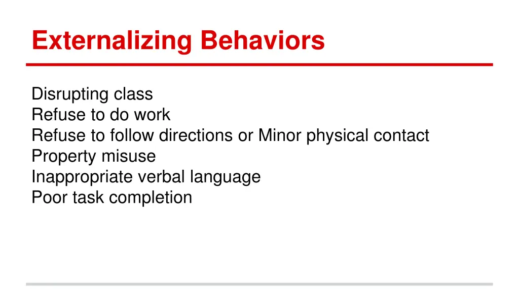 externalizing behaviors