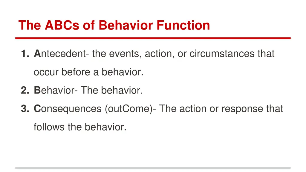 the abcs of behavior function