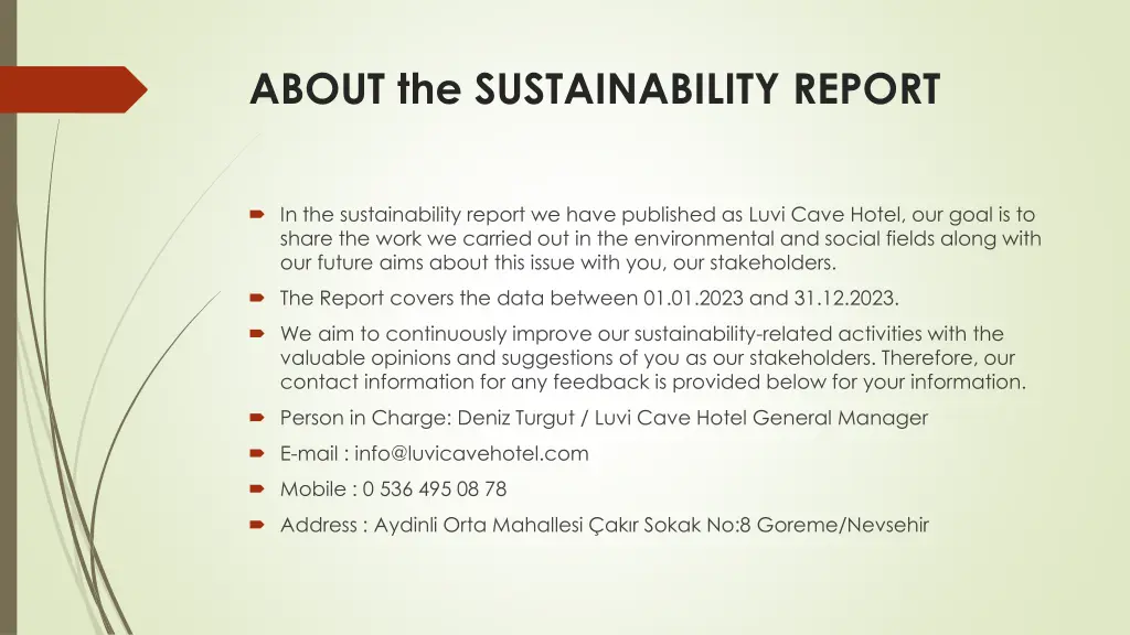 about the sustainability report
