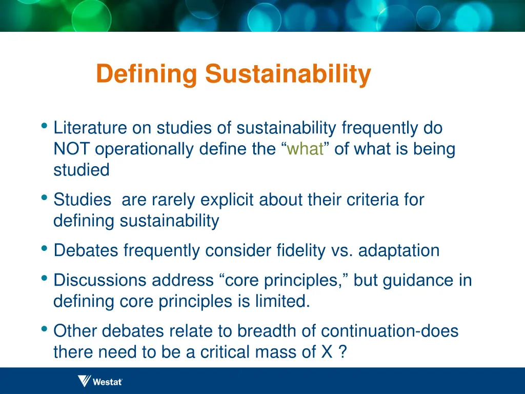 defining sustainability