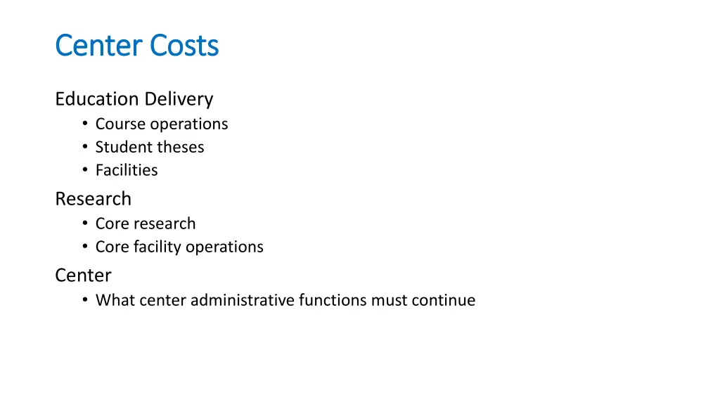 center costs center costs