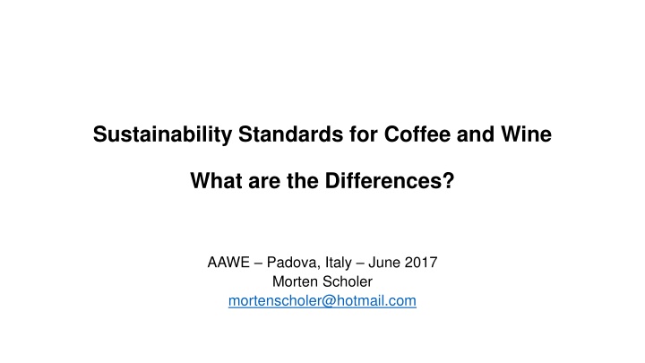 sustainability standards for coffee and wine