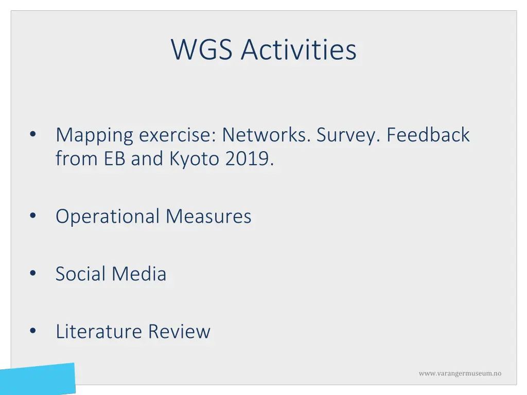 wgs activities