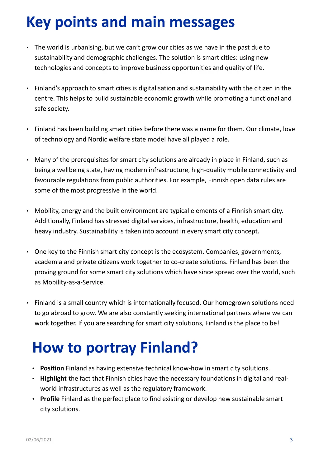 key points and main messages