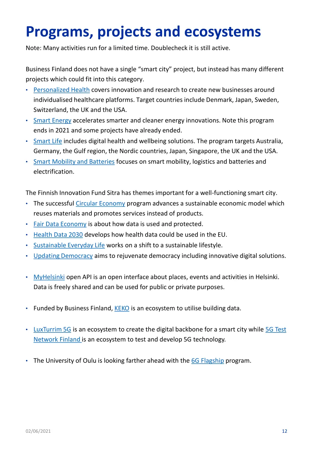 programs projects and ecosystems