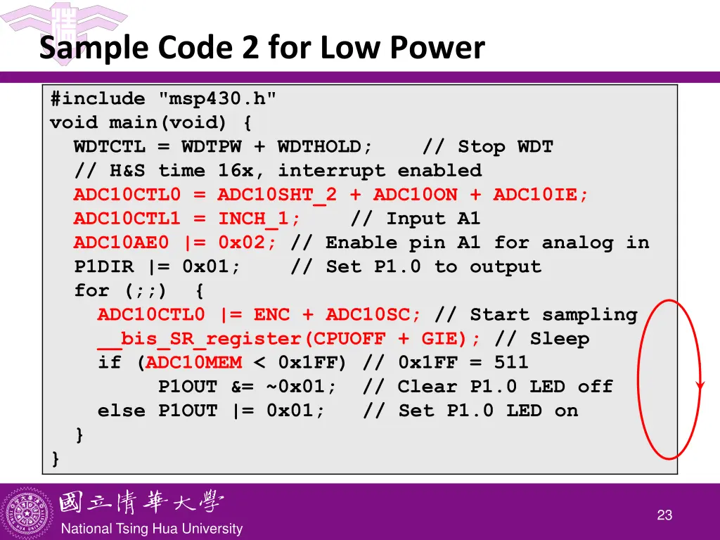 sample code 2 for low power 1