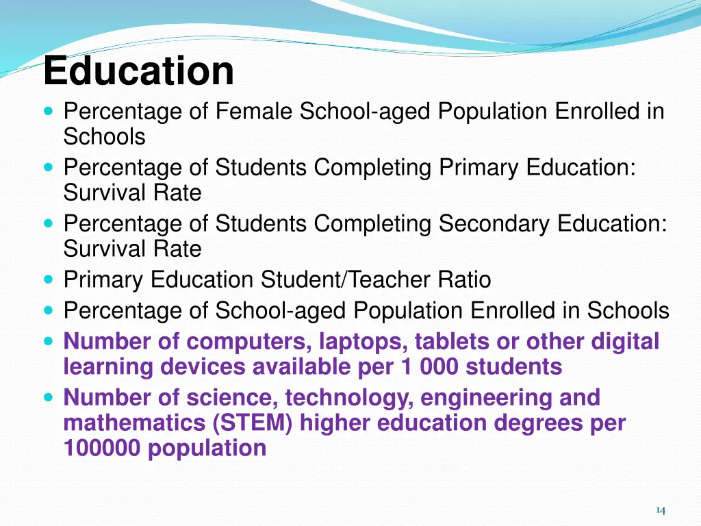 education percentage of female school aged