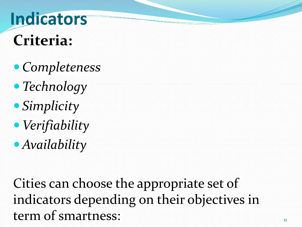 indicators criteria