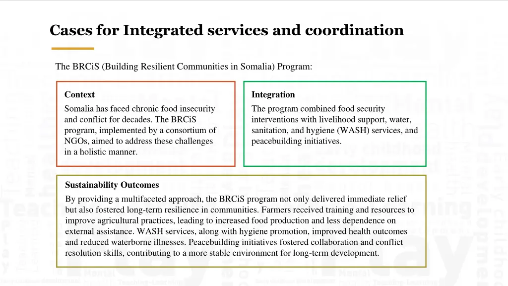 cases for integrated services and coordination