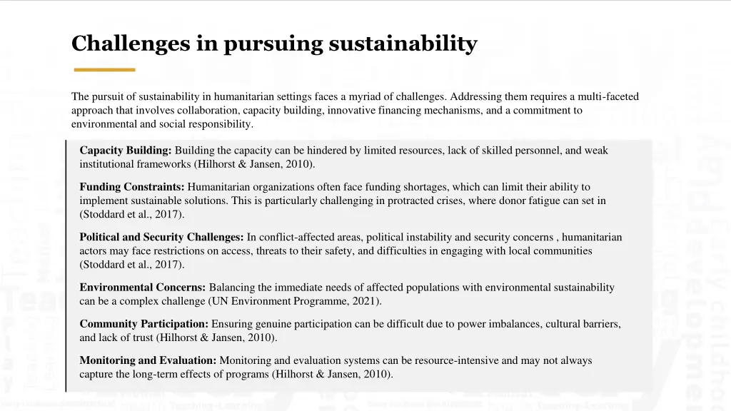 challenges in pursuing sustainability